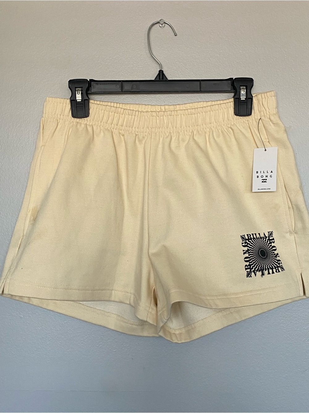 Billabong Women's Cream Athletic Elastic-Waist Shorts with Graphic